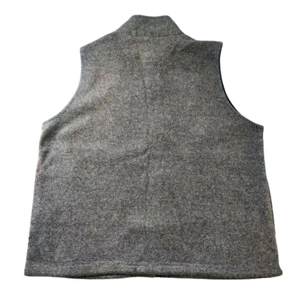St. John’s Bay Men’s Large Gray Fleece Full Zip Vest Made in USA Polar Fleece